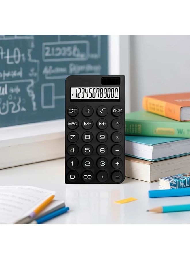 Solar Powered Calculator with LED Display and Mechanical Buttons for Office Students Black - Image 4